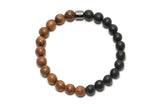 Bracelet d'onyx avec perles en bois pour hommes