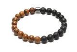 Bracelet d'onyx avec perles en bois pour hommes