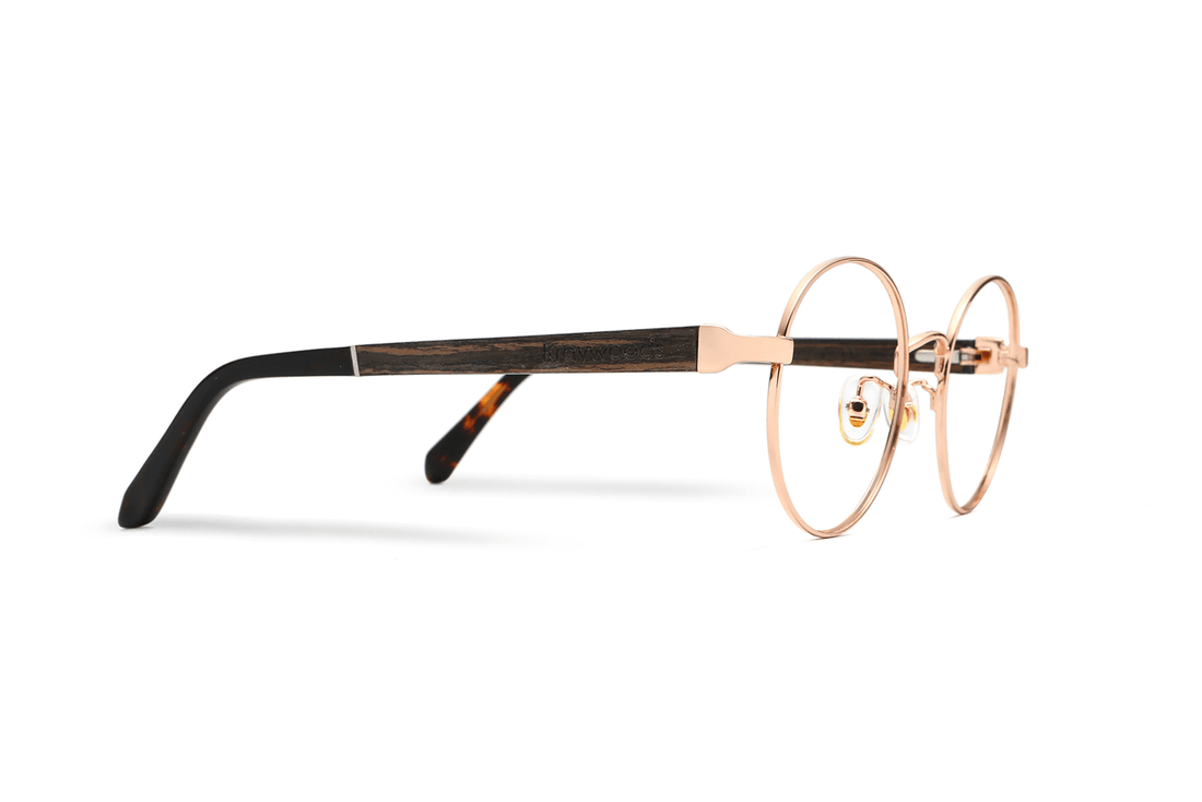 Joy Rose Gold, Lunettes rondes en métal Rose Gold - Side