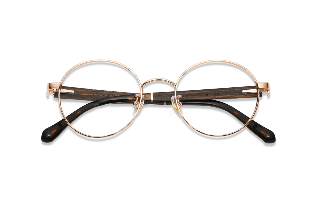 Joy Rose Gold, Lunettes rondes en métal rose gold - pliées