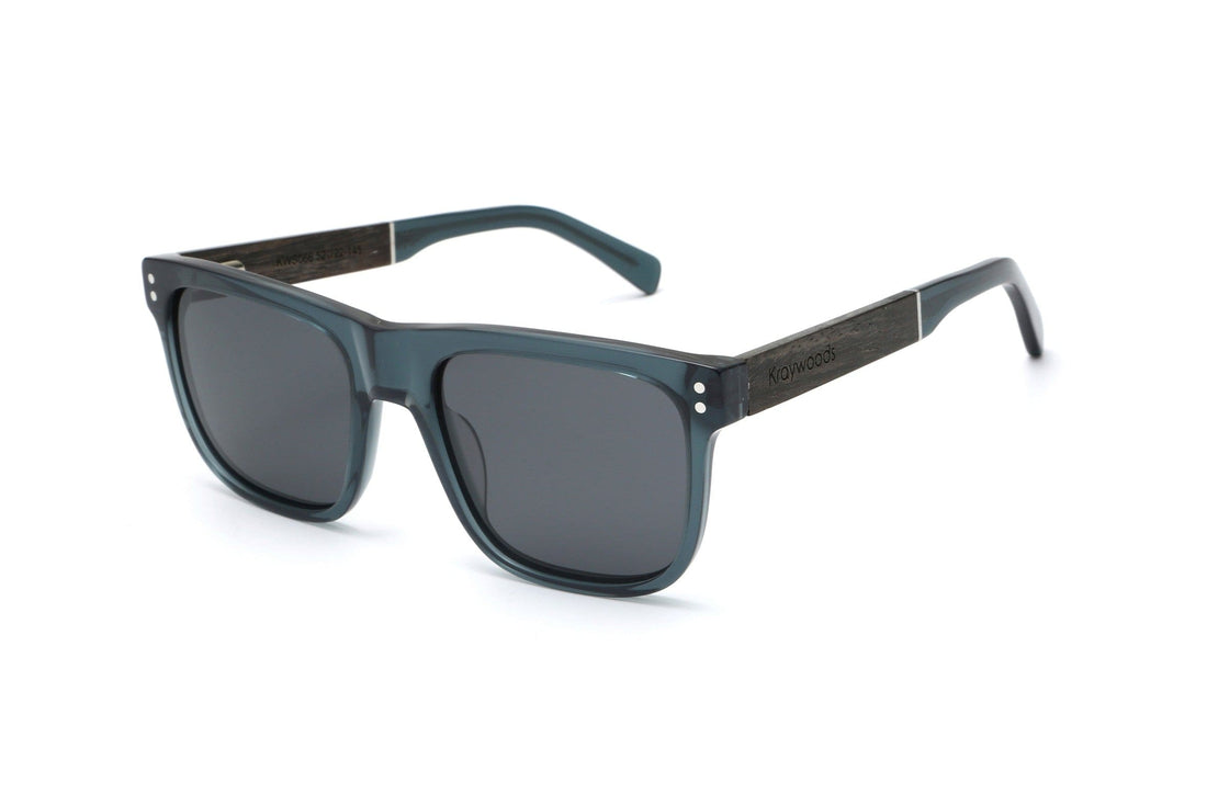 Grayson, Navy Lunettes de soleil carrées - Angled